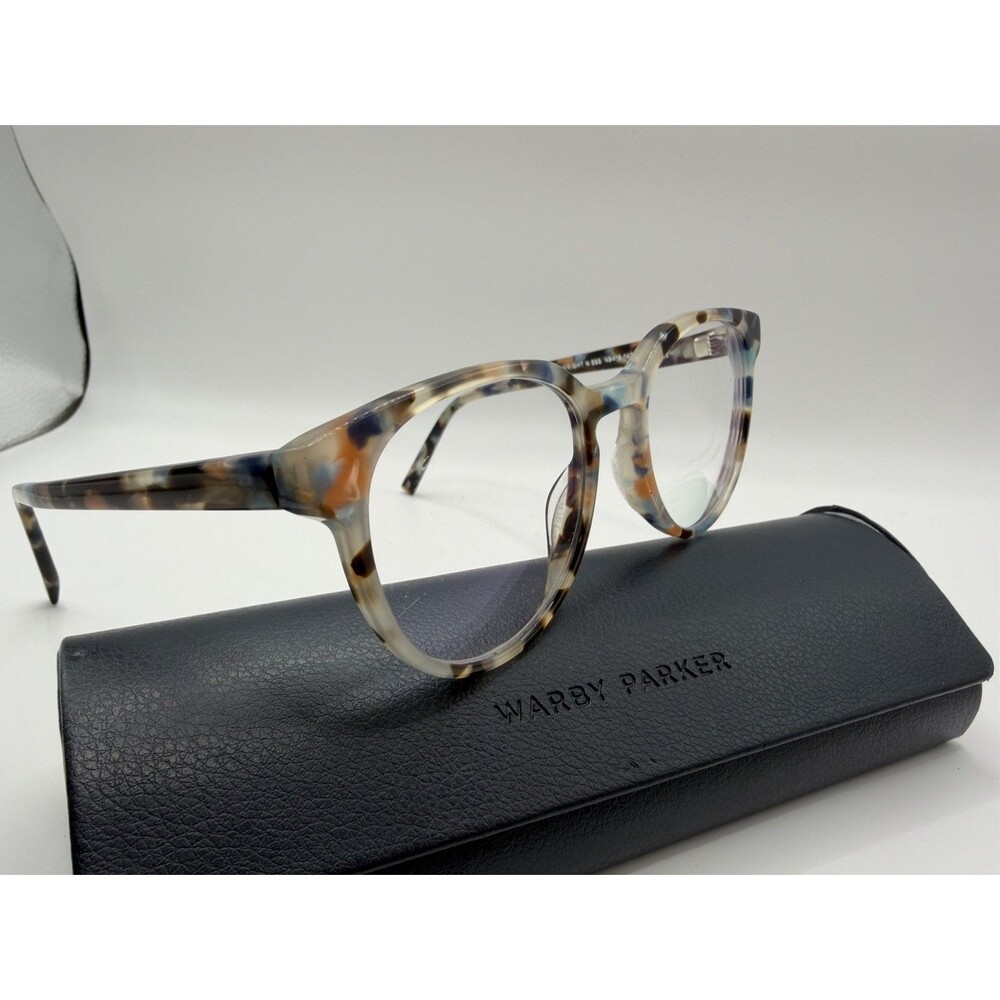 Warby Parker Wright M 855 Eyeglasses Blue Brown Tortoise Round Frames 49-18-140